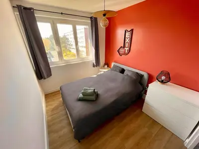 Un ou plusieurs lits dans un hébergement de l'établissement Appartement 3 Chambres & Dernier étage
