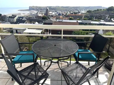 Balcon ou terrasse dans l'établissement Maison avec vue panoramique mer