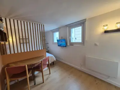 Télévision ou salle de divertissement dans l'établissement Studio Rouen Hypercentre 2 personnes Le Terracotta