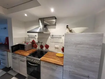 Cuisine ou kitchenette dans l'établissement Gîte de l'Eure