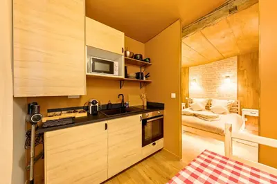Cuisine ou kitchenette dans l'établissement L'appart Chalet - Sauna - HyperCentre - Ambiance montagne