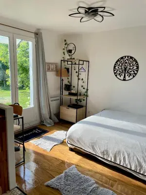 Un ou plusieurs lits dans un hébergement de l'établissement Studio indépendant à la campagne