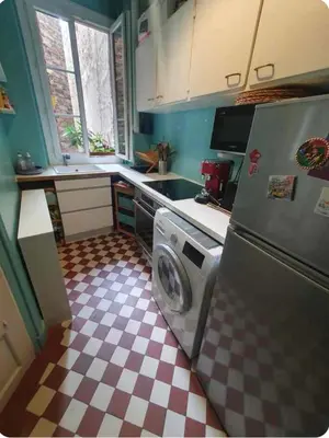 Cuisine ou kitchenette dans l'établissement Charmant T2 avec cachet - Au cœur de Poissy & à 20 min de Paris !