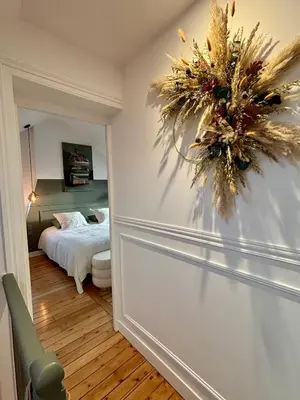Un ou plusieurs lits dans un hébergement de l'établissement La Folie Giverny - Villa Premium - 3 Suites VIP - 8 Pièces 150M2- Centre Village - Maison privatisée -Jardin paysagé - Parking-