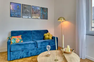 Coin salon dans l'établissement Alexandre F2 cosy avec parking à deux pas de la Seine