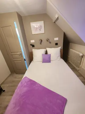 Un ou plusieurs lits dans un hébergement de l'établissement chambre mauve