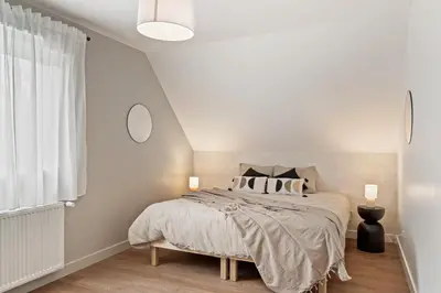 Un ou plusieurs lits dans un hébergement de l'établissement Maison neuve haut de gamme - 4 chambres, terrasse, jardin, parking