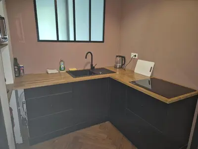 Cuisine ou kitchenette dans l'établissement Charmant Studio Rouen Centre - Idéal Tourisme & Affaires