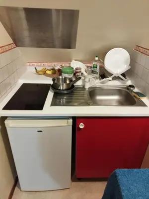 Cuisine ou kitchenette dans l'établissement studio des roses