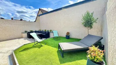 Coin salon dans l'établissement Maison design 11 pers -Terrasse -Netflix -Confort