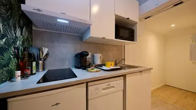 Cuisine ou kitchenette dans l'établissement Studio pratique et cosy Rouen centre