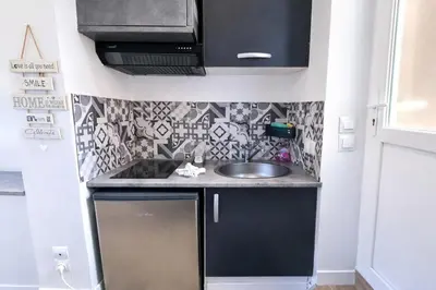 Cuisine ou kitchenette dans l'établissement Studio avec terrasse