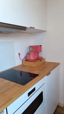 Cuisine ou kitchenette dans l'établissement L'Escale Songeonnaise 25min Aéroport Beauvais-Tillé