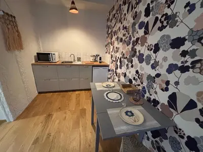 Cuisine ou kitchenette dans l'établissement Maison Popeline