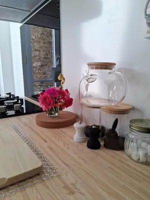 Cuisine ou kitchenette dans l'établissement La briquette du Parisis