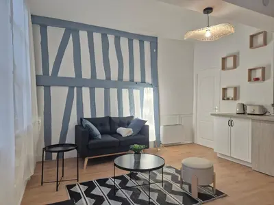 Cuisine ou kitchenette dans l'établissement Le Norman Centre Historique Rouen Lumineux
