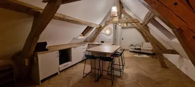 Cuisine ou kitchenette dans l'établissement Charmant appartement 2 pièces, 1 chambres
