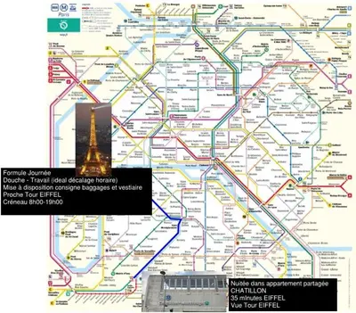 Plan de l'établissement Chatillon Plus Citea Express Chambre chez l habitant Chatillon métro pour nuitée avec accès direct Paris centre et Espace limité en journée Paris sans nuitée accès limité 9h00-18h00 dépôt bagage