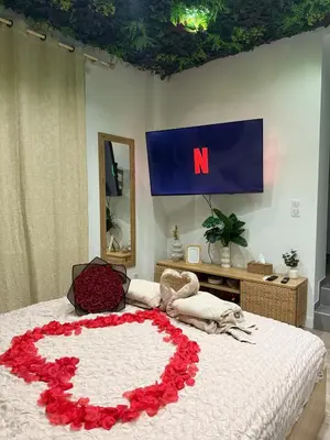 Télévision ou salle de divertissement dans l'établissement Suite Bali Love - Love Room - Jacuzzi