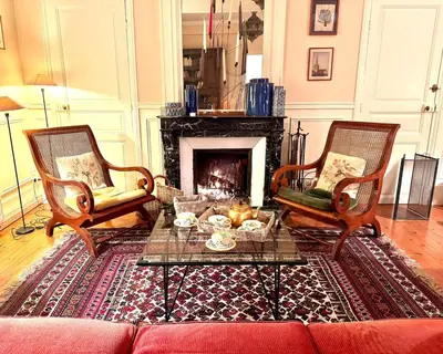 Coin salon dans l'établissement Les Buis Cozy House 1 hour from Paris