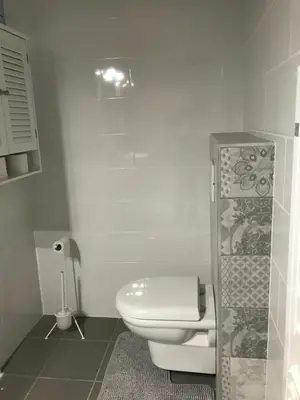 Salle de bains dans l'établissement Maison Coquille Moulin