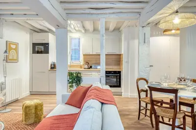 Cuisine ou kitchenette dans l'établissement Matisse élégant F2 proche Vieux-Marché