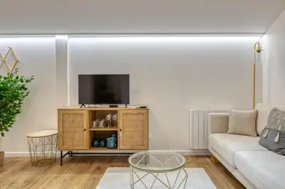 Télévision ou salle de divertissement dans l'établissement L'écureuil voyageur joli duplex centre
