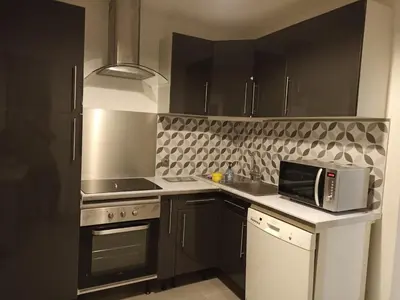 Cuisine ou kitchenette dans l'établissement Haute Epine Gîte Ma Vie Là studio avec cuisine équipé
