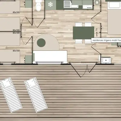 Mobil home confortable avec terrasse pour 6 personnes - API-1-52-1584