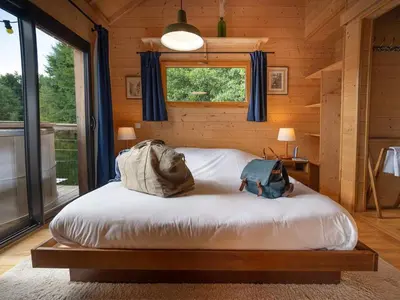 Un ou plusieurs lits dans un hébergement de l'établissement Cabane Flottante avec Terrasse pour 4 pers. à Beauchamps - API-1-52-1739