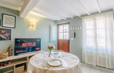 Télévision ou salle de divertissement dans l'établissement Mini house in Saint-Leu Les Hortillonnages