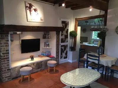 Télévision ou salle de divertissement dans l'établissement Charmante Petite Maison dans le Jardin