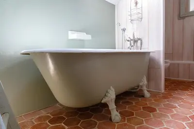 Salle de bains dans l'établissement Ferme de la Haye