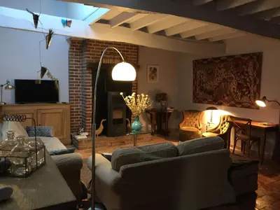Coin salon dans l'établissement Cottage d Hamicourt