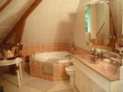 Salle de bains dans l'établissement Les chambres du lac