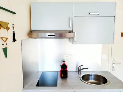 Cuisine ou kitchenette dans l'établissement Appart Rouen Centre