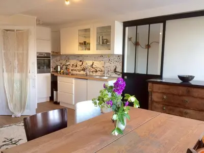 Cuisine ou kitchenette dans l'établissement Gîte de l'Écu