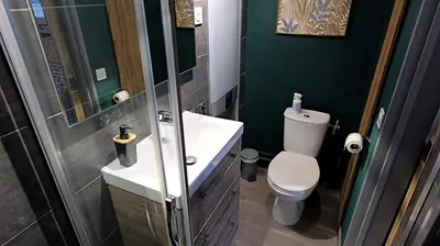 Salle de bains dans l'établissement Eco-Appart'hôtel Rouen - JDP