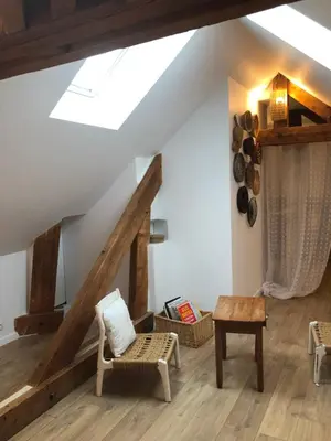 Coin salon dans l'établissement Chambre ambiance campagne chic
