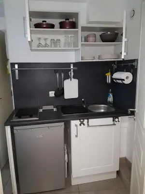 Cuisine ou kitchenette dans l'établissement Charmant studio au coeur de St Leu hyper centre