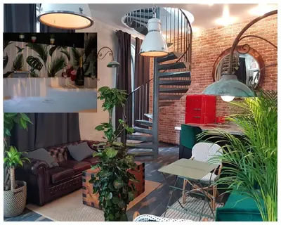 Coin salon dans l'établissement Loft Zen Rouen - Jacuzzi - Centre Historique