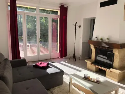 Coin salon dans l'établissement Gite du manoir de l'étang