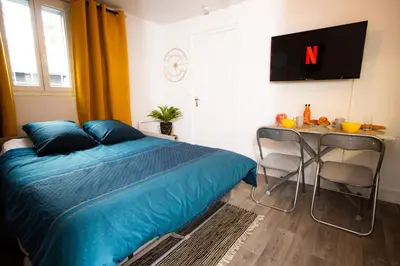 Télévision ou salle de divertissement dans l'établissement Appart Coeur de Rouen - Le Roi
