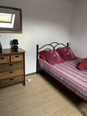 Un ou plusieurs lits dans un hébergement de l'établissement Chambres d'hôte du Domaine de la Reine Blanche