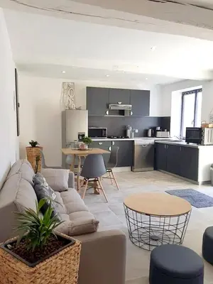 Cuisine ou kitchenette dans l'établissement Appartement lumineux à Sainte-Geneviève, 45 m² jardin