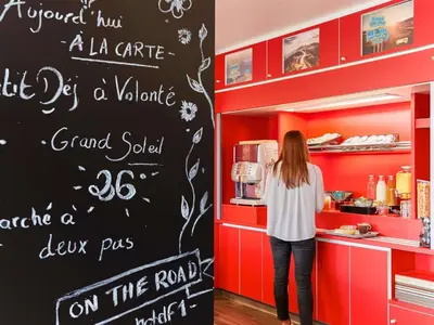 Cuisine ou kitchenette dans l'établissement hotelF1 Rouen Zénith Parc Expo