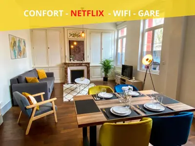 Coin salon dans l'établissement Charmant T2 Hyper-centre, Netflix, Gare
