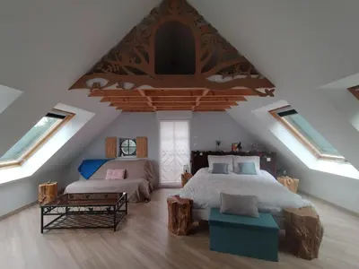 Un ou plusieurs lits dans un hébergement de l'établissement les Gîtes du Château de Maltot