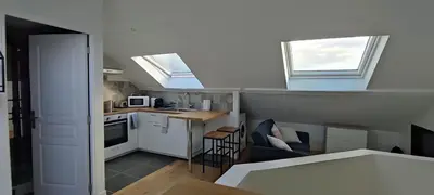 Cuisine ou kitchenette dans l'établissement Grand LOFT à Poissy