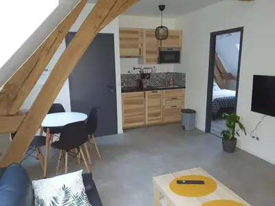 Cuisine ou kitchenette dans l'établissement L'élégant Gîtes de Moiscourt